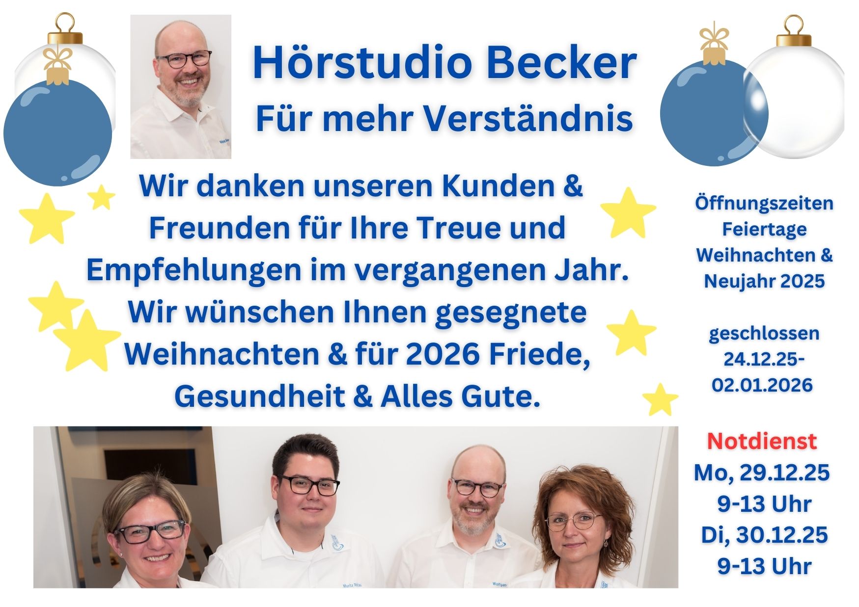 Weihnachten 2025 Öffnungszeiten